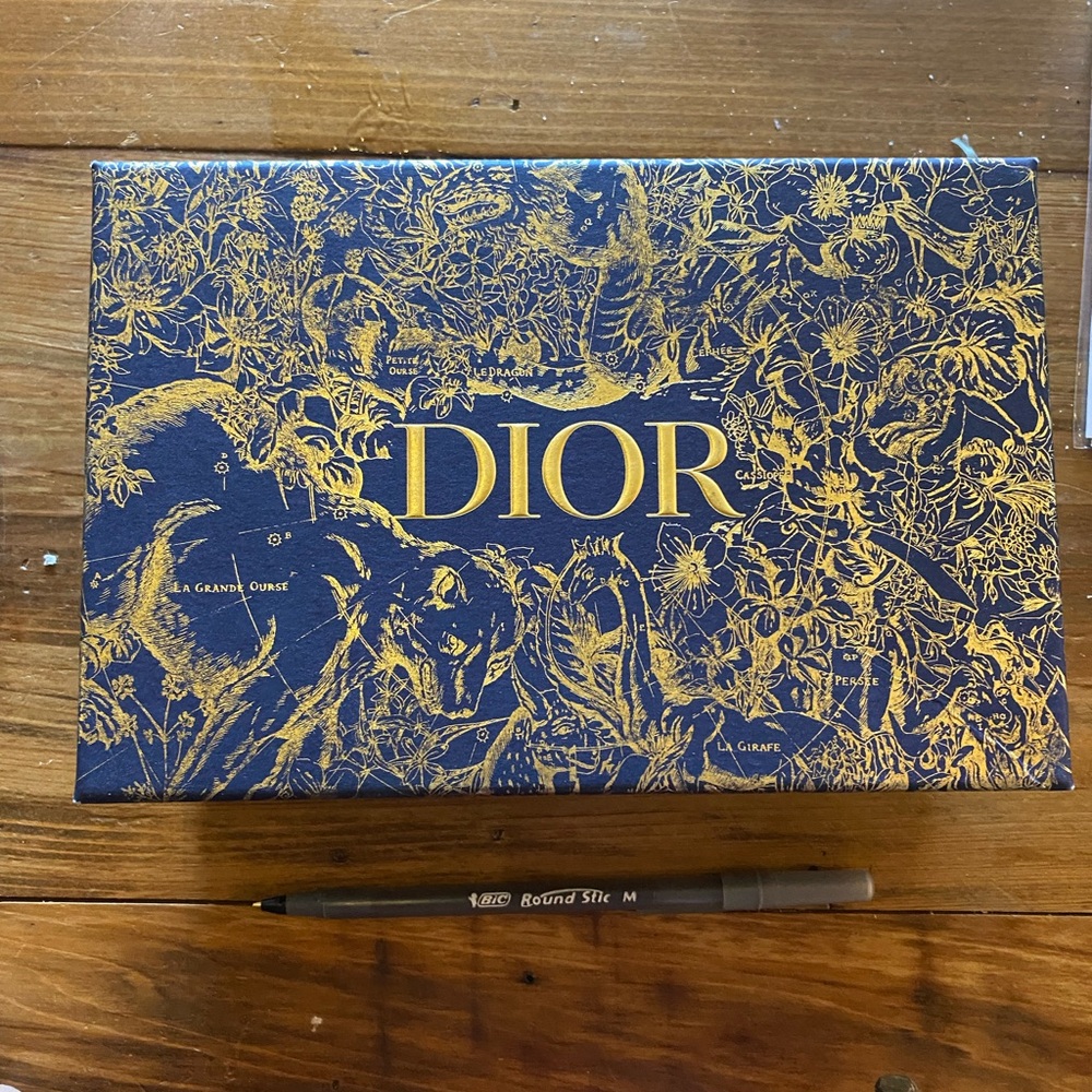 Navy Blue & Gold Dior Gift Box With Tissue Paper